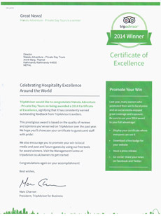 Excellence Certificate from Tripadvisor